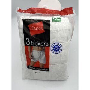 Hanes Men's 3 Pack Comfort Fit White Boxers XL 42-44 #436B NEW